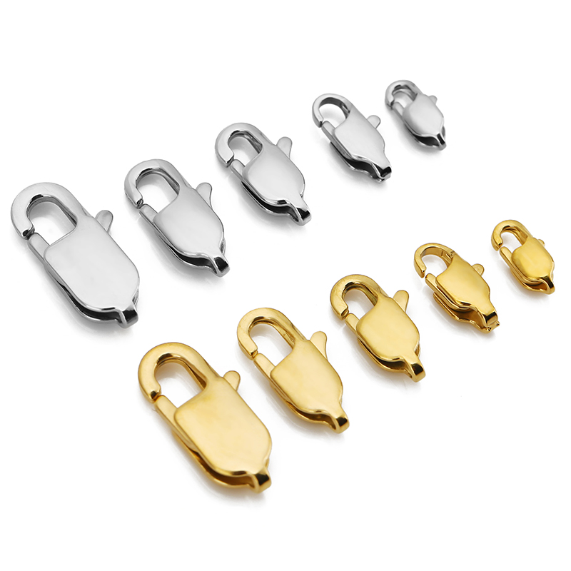 Lobster Clasp Silver - 10 個ハイエンド品質ゴールドステンレス鋼長方形ロブスタークラスプフックコネクタ DIY ブレスレットネックレスジュエリーメイキング用