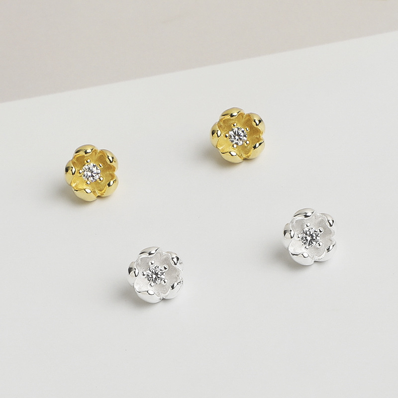 Jewelry Making In La - 925スターリングシルバー製 ミニフラワーチャーム ジルコニア装飾 フローラペンダント DIYジュエリー製作用アクセサリー（ブレスレット、ネックレス用）