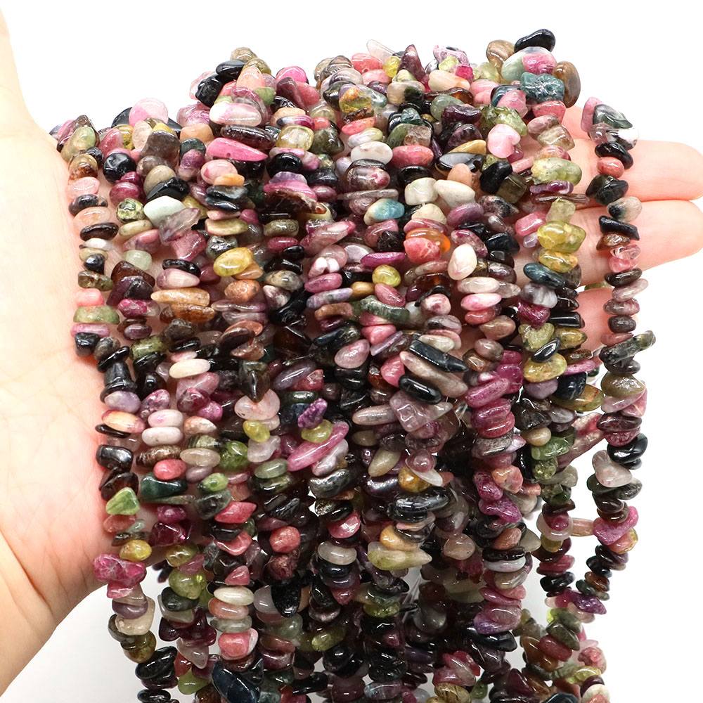 Jewelry Making Drill - 天然石カラートルマリン不規則なビーズクリスタルチップ砂利ドリル穴ビーズジュエリー作成 DIY ブレスレットネックレス