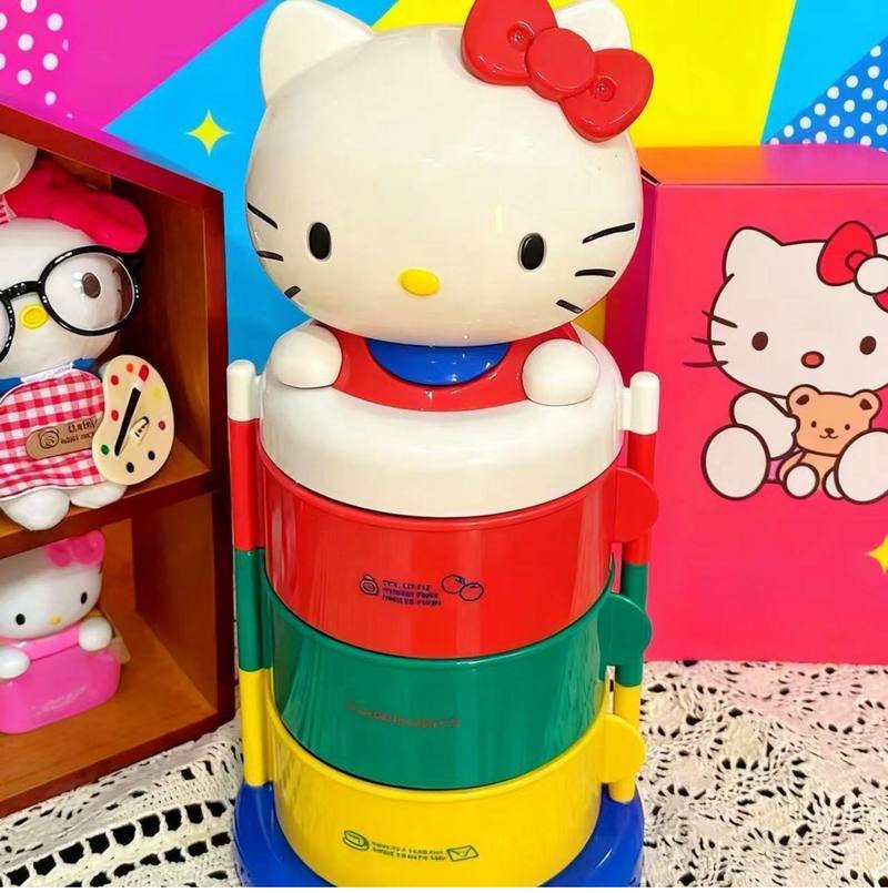Jewelry Making Board - 漫画キャラクター ハローキティ 収納ボックス 回転式三層開口 ジュエリー収納 ドレッシングテーブル飾り