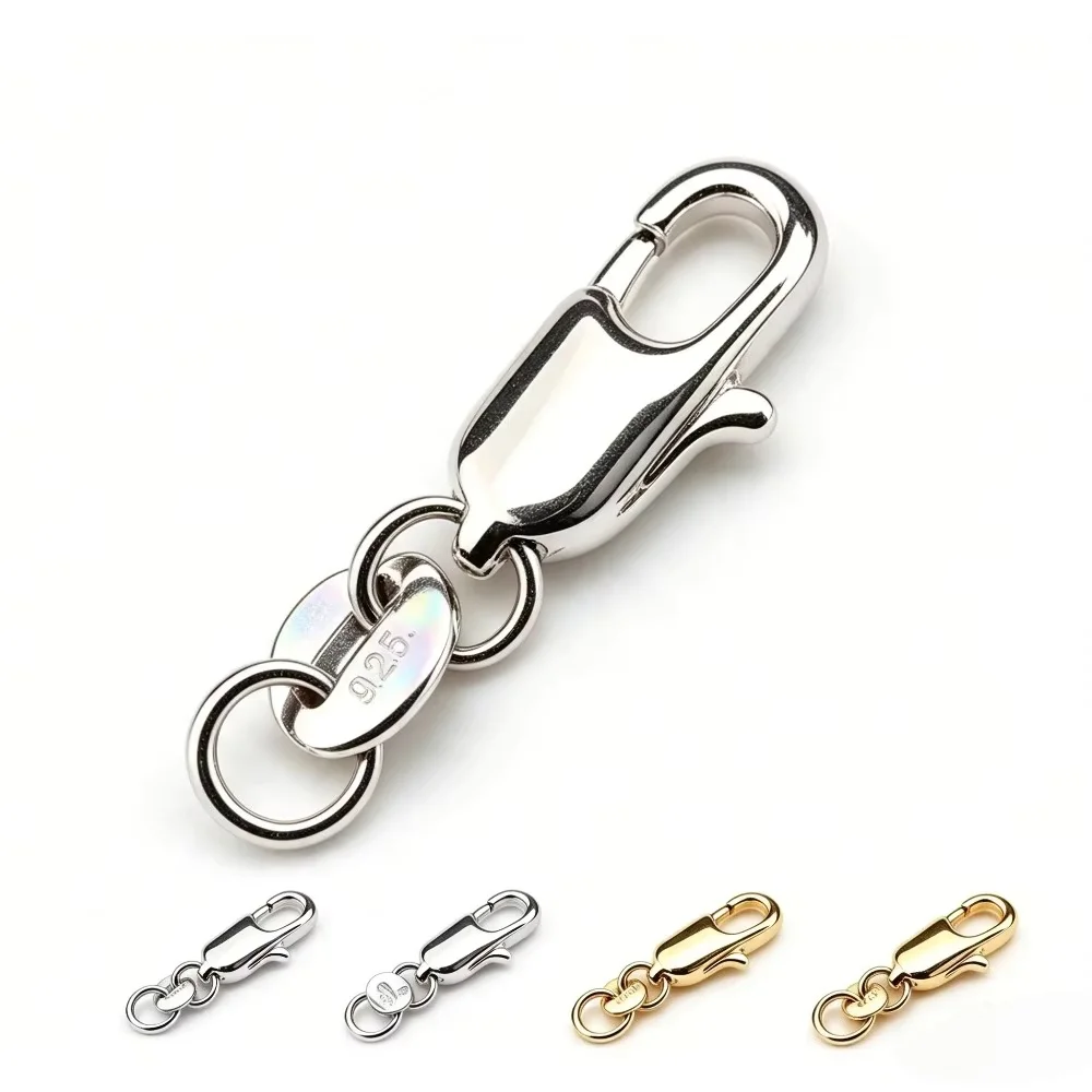 Lobster Clasp Silver - 20個入り、銀メッキ仕上げの汎用性の高い基本的な銅製ロブスタークラスプ（留め具）とチェーン。卸売価格で、ブレスレット作りに最適。サイズ：5×10+8mm。