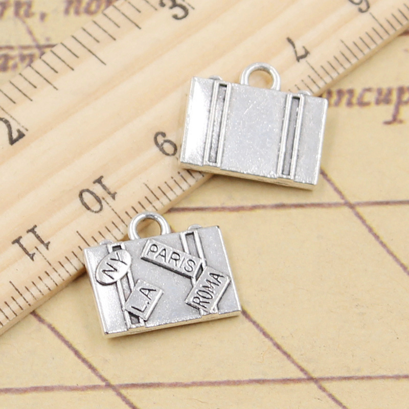 Jewelry Making In La - 10 個チャーム旅行バッグニューヨークパリローマラ 15 × 16 ミリメートルチベットシルバーカラーペンダントアンティークジュエリー作る