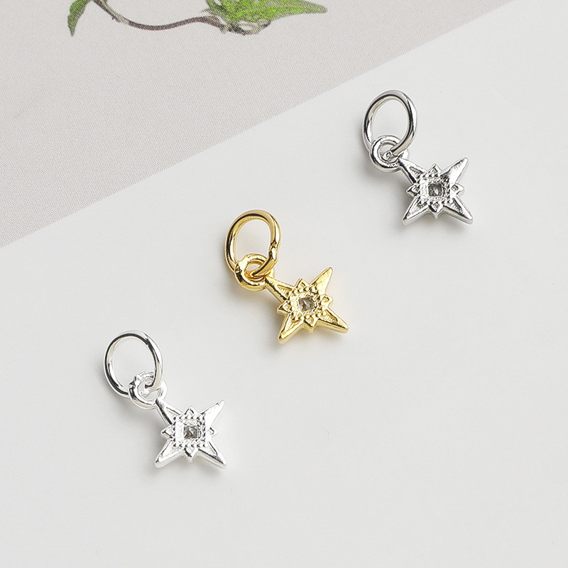 925シルバー製、北極星モチーフのスクエア型CZ（キュービッ - Jewelry Making In La のレビューと価格