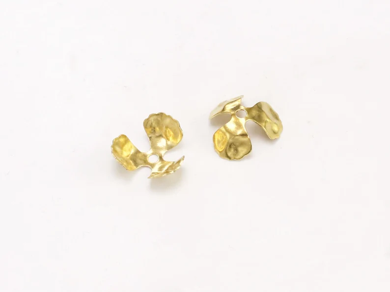 真鍮製ビーズキャップ100個、花柄エンドキャップ、12x4. - Jewelry Making Gemstones のレビューと価格