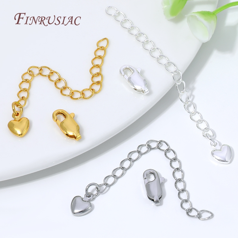 18Kゴールドシルバーメッキエクステンションチェーン、ハート - Lobster Clasp Silver のレビューと価格