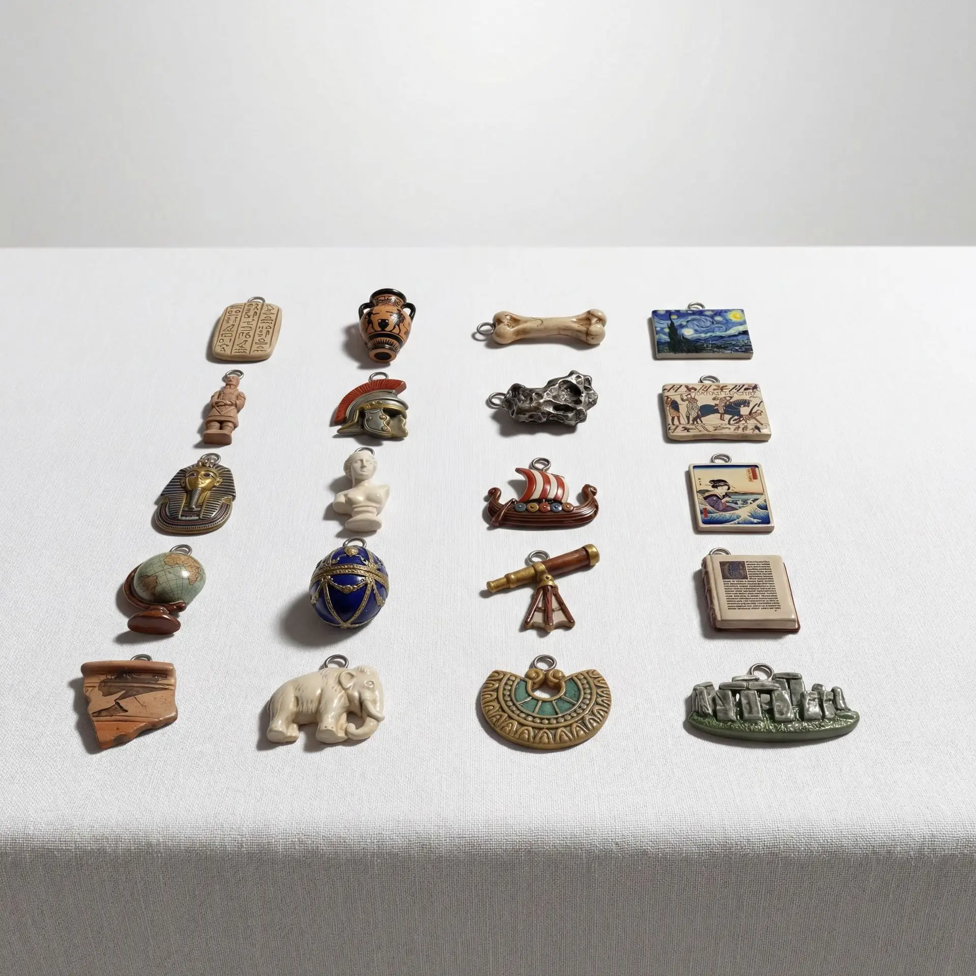 ミニチュア世界史のアンティークな置物チャーム、アーティファク - Jewelry Making History のレビューと価格
