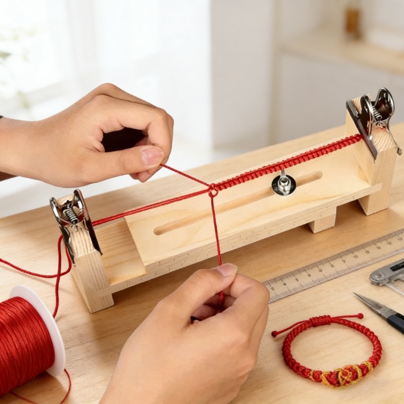 無垢材ブレスレット編み込み固定ツール - 赤いロープの編み込 - Jewelry Making Machines のレビューと価格