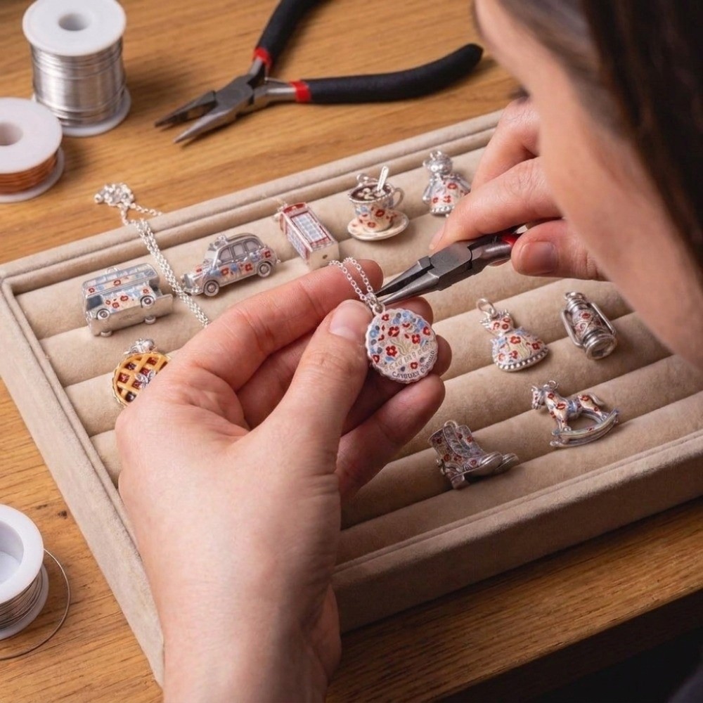 おしゃれなステンレス製の漫画風ペンダント。ミニチュアのエナメ - Jewelry Making London のレビューと価格
