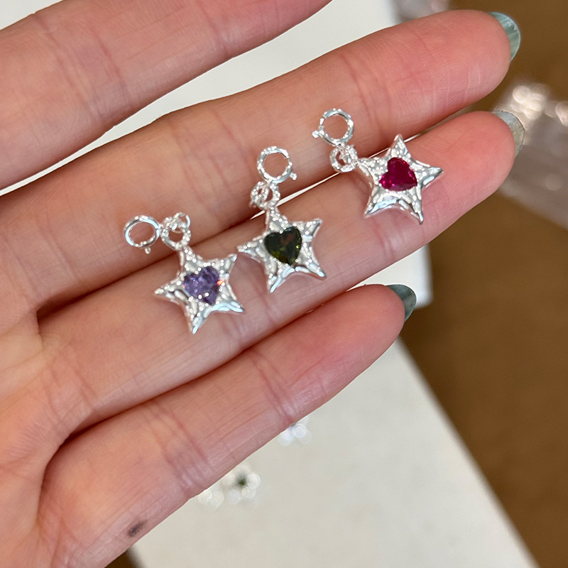 925シルバー製、星型チャーム、ハート型ジルコニア、ネックレ - Jewelry Making In La のレビューと価格