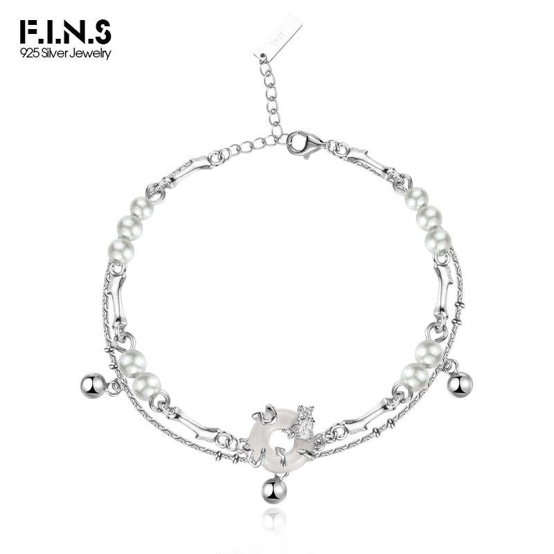 F.i.n.s-中国風のスターリングシルバー翡翠ブレスレット - Lobster Clasp Silver のレビューと価格
