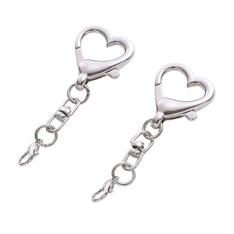 10/20/50 個ユニークな合金ハート型クラスプキーホルダ - Lobster Clasp Silver のレビューと価格